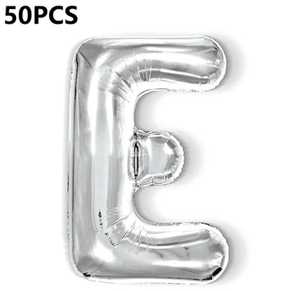 PJ-Q04 50Pcs 16-inch Uppercase Letter Aluminum Foil Balloon Inflatable Birthday Party Decorative Balloons