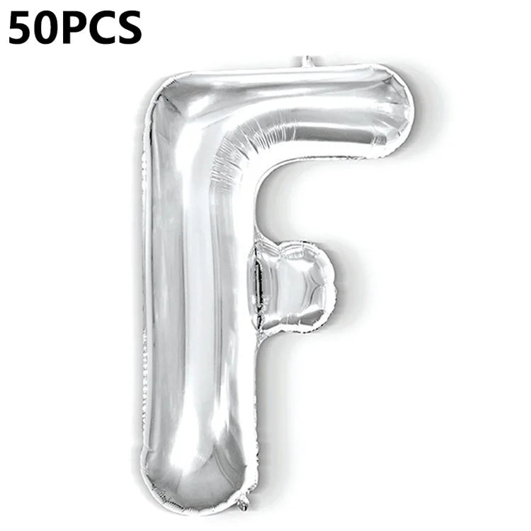 PJ-Q04 50Pcs 16-inch Uppercase Letter Aluminum Foil Balloon Inflatable Birthday Party Decorative Balloons