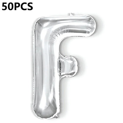 PJ-Q04 50Pcs 16-inch Uppercase Letter Aluminum Foil Balloon Inflatable Birthday Party Decorative Balloons