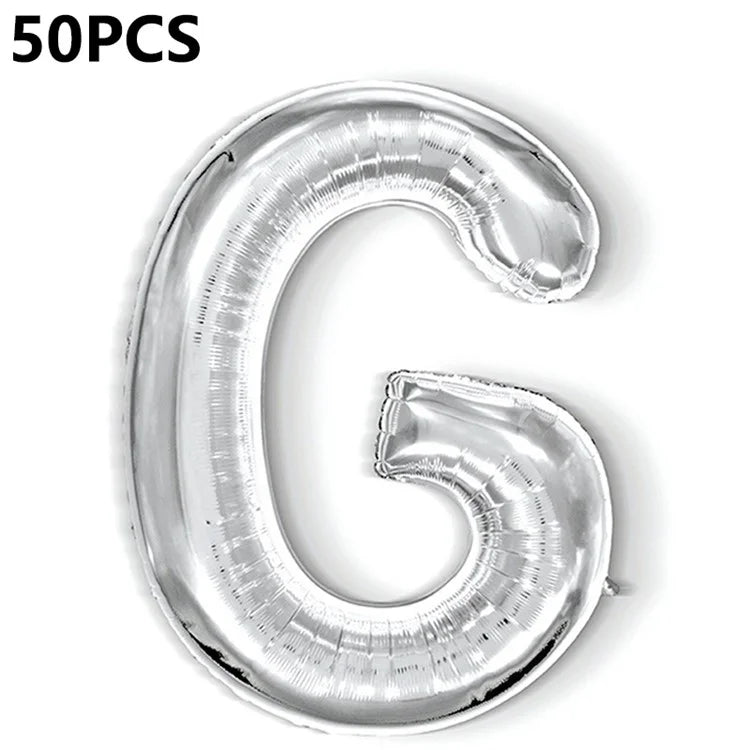 PJ-Q04 50Pcs 16-inch Uppercase Letter Aluminum Foil Balloon Inflatable Birthday Party Decorative Balloons