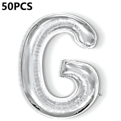 PJ-Q04 50Pcs 16-inch Uppercase Letter Aluminum Foil Balloon Inflatable Birthday Party Decorative Balloons
