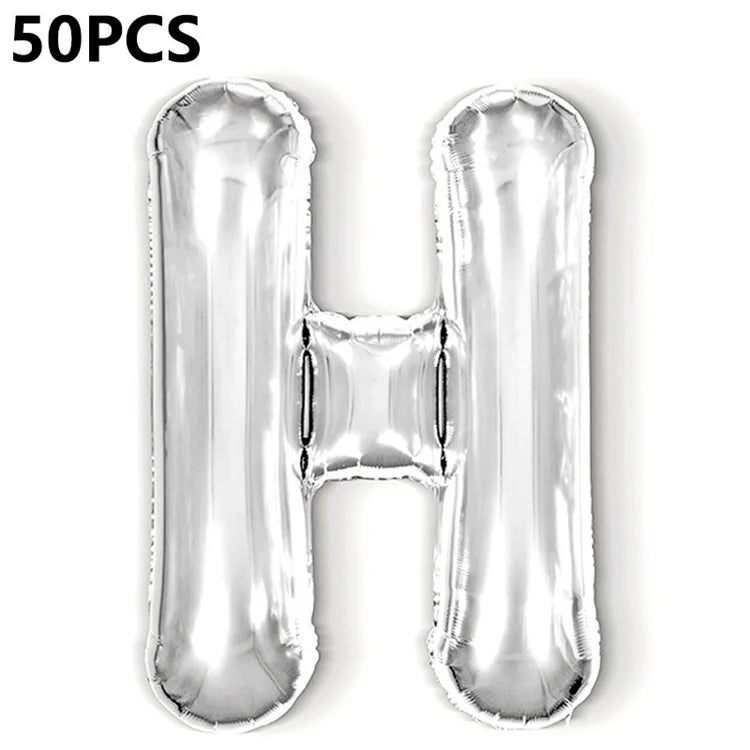 PJ-Q04 50Pcs 16-inch Uppercase Letter Aluminum Foil Balloon Inflatable Birthday Party Decorative Balloons