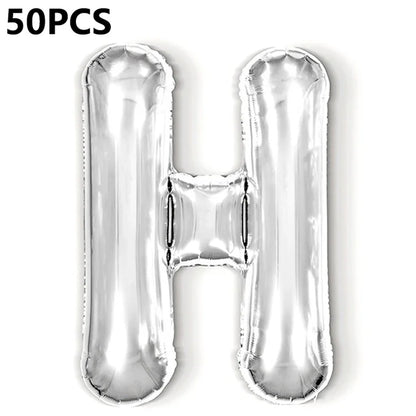 PJ-Q04 50Pcs 16-inch Uppercase Letter Aluminum Foil Balloon Inflatable Birthday Party Decorative Balloons