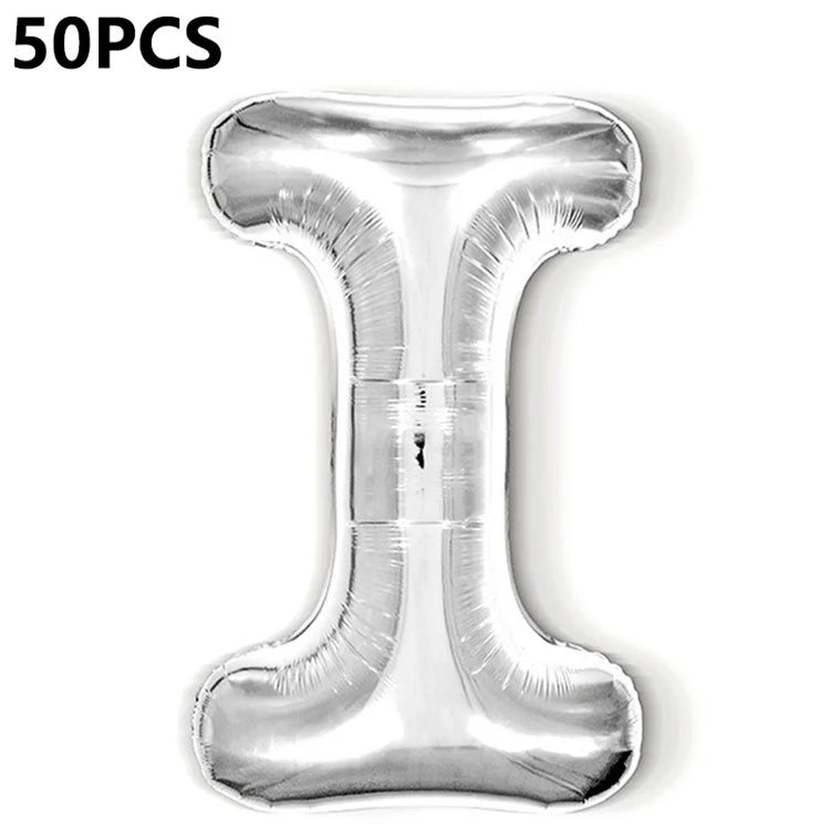 PJ-Q04 50Pcs 16-inch Uppercase Letter Aluminum Foil Balloon Inflatable Birthday Party Decorative Balloons