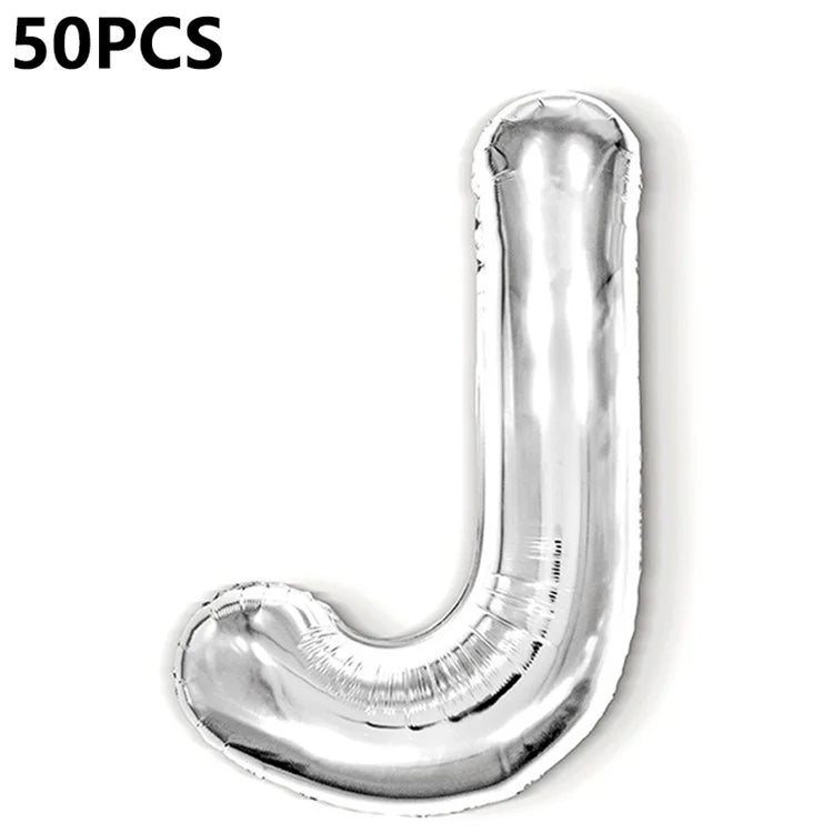 PJ-Q04 50Pcs 16-inch Uppercase Letter Aluminum Foil Balloon Inflatable Birthday Party Decorative Balloons