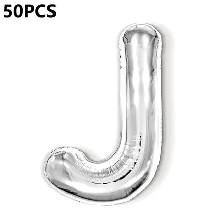 PJ-Q04 50Pcs 16-inch Uppercase Letter Aluminum Foil Balloon Inflatable Birthday Party Decorative Balloons