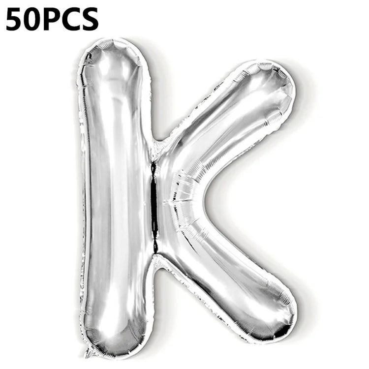 PJ-Q04 50Pcs 16-inch Uppercase Letter Aluminum Foil Balloon Inflatable Birthday Party Decorative Balloons