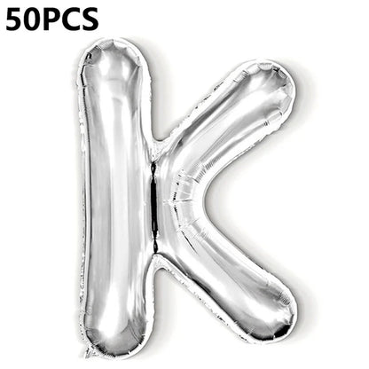 PJ-Q04 50Pcs 16-inch Uppercase Letter Aluminum Foil Balloon Inflatable Birthday Party Decorative Balloons