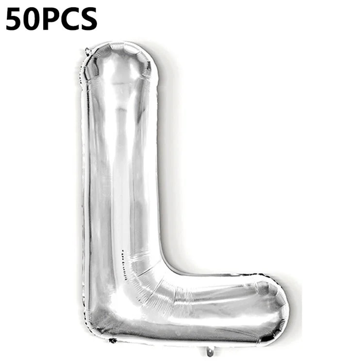 PJ-Q04 50Pcs 16-inch Uppercase Letter Aluminum Foil Balloon Inflatable Birthday Party Decorative Balloons