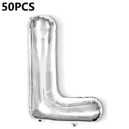 PJ-Q04 50Pcs 16-inch Uppercase Letter Aluminum Foil Balloon Inflatable Birthday Party Decorative Balloons