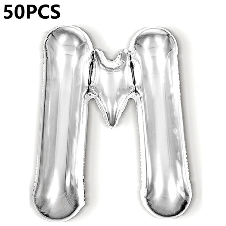 PJ-Q04 50Pcs 16-inch Uppercase Letter Aluminum Foil Balloon Inflatable Birthday Party Decorative Balloons