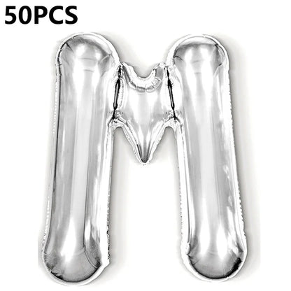 PJ-Q04 50Pcs 16-inch Uppercase Letter Aluminum Foil Balloon Inflatable Birthday Party Decorative Balloons