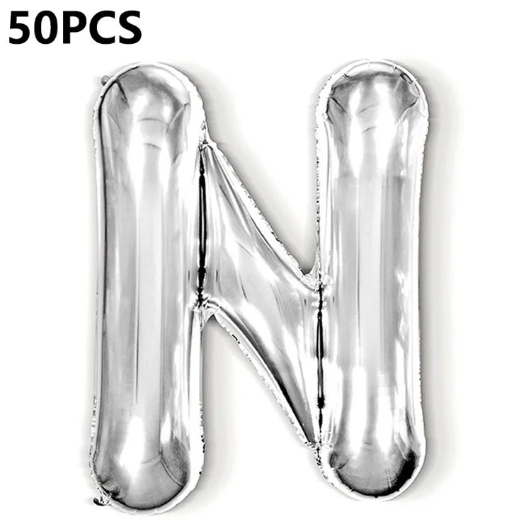 PJ-Q04 50Pcs 16-inch Uppercase Letter Aluminum Foil Balloon Inflatable Birthday Party Decorative Balloons