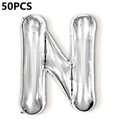 PJ-Q04 50Pcs 16-inch Uppercase Letter Aluminum Foil Balloon Inflatable Birthday Party Decorative Balloons