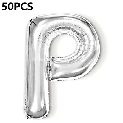 PJ-Q04 50Pcs 16-inch Uppercase Letter Aluminum Foil Balloon Inflatable Birthday Party Decorative Balloons