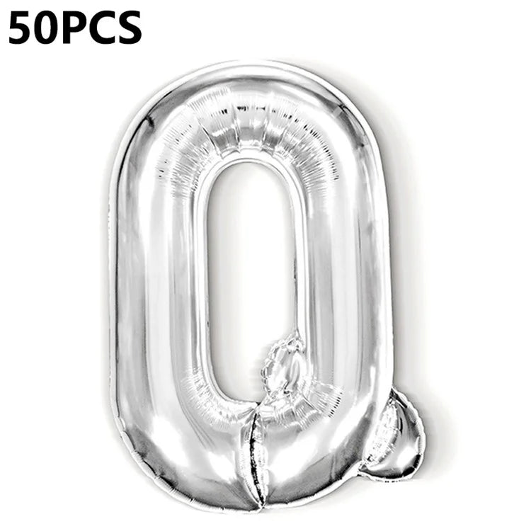 PJ-Q04 50Pcs 16-inch Uppercase Letter Aluminum Foil Balloon Inflatable Birthday Party Decorative Balloons