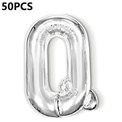 PJ-Q04 50Pcs 16-inch Uppercase Letter Aluminum Foil Balloon Inflatable Birthday Party Decorative Balloons