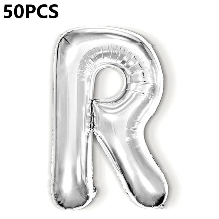 PJ-Q04 50Pcs 16-inch Uppercase Letter Aluminum Foil Balloon Inflatable Birthday Party Decorative Balloons