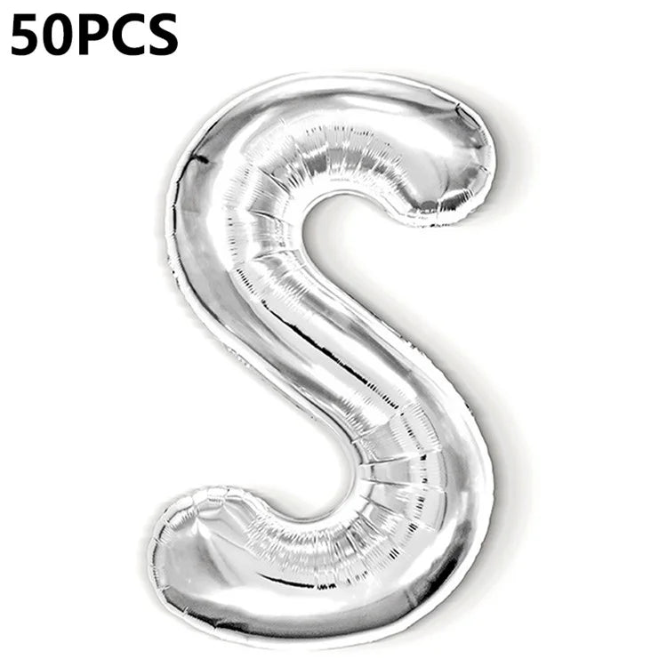 PJ-Q04 50Pcs 16-inch Uppercase Letter Aluminum Foil Balloon Inflatable Birthday Party Decorative Balloons