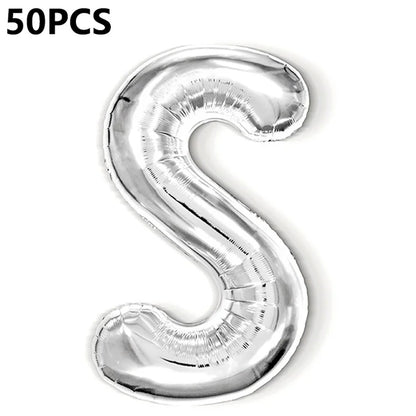 PJ-Q04 50Pcs 16-inch Uppercase Letter Aluminum Foil Balloon Inflatable Birthday Party Decorative Balloons