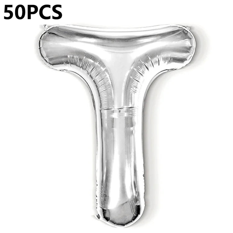 PJ-Q04 50Pcs 16-inch Uppercase Letter Aluminum Foil Balloon Inflatable Birthday Party Decorative Balloons