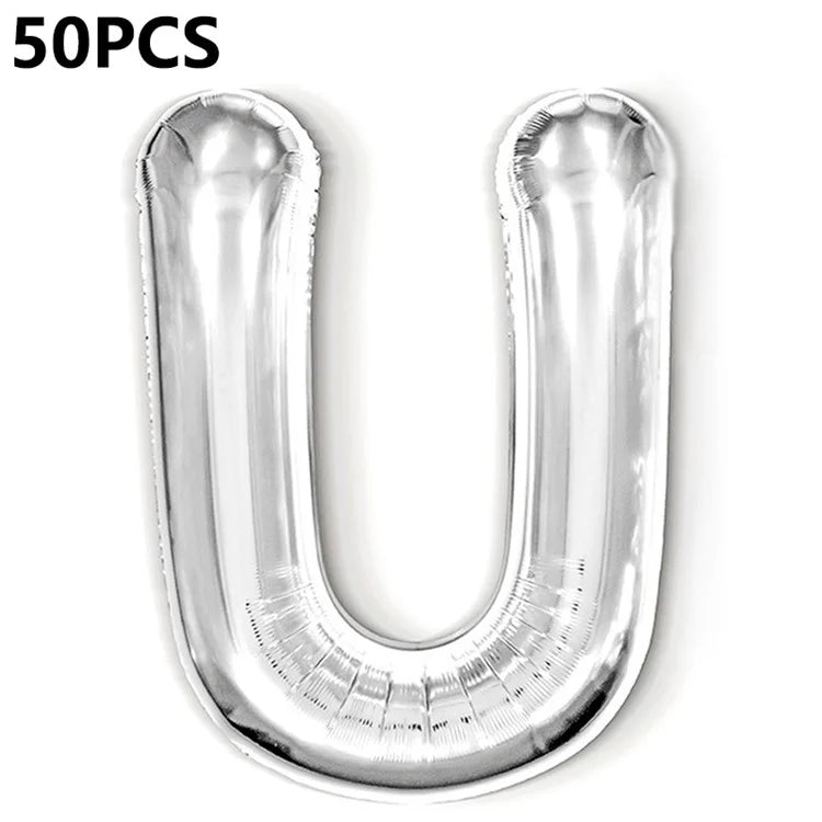 PJ-Q04 50Pcs 16-inch Uppercase Letter Aluminum Foil Balloon Inflatable Birthday Party Decorative Balloons