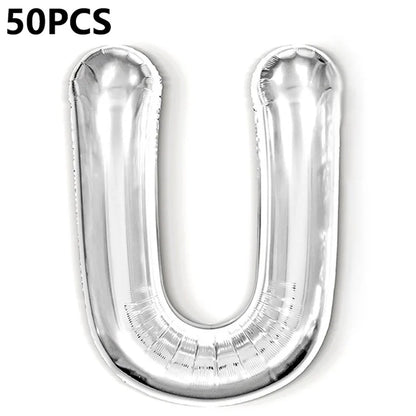 PJ-Q04 50Pcs 16-inch Uppercase Letter Aluminum Foil Balloon Inflatable Birthday Party Decorative Balloons