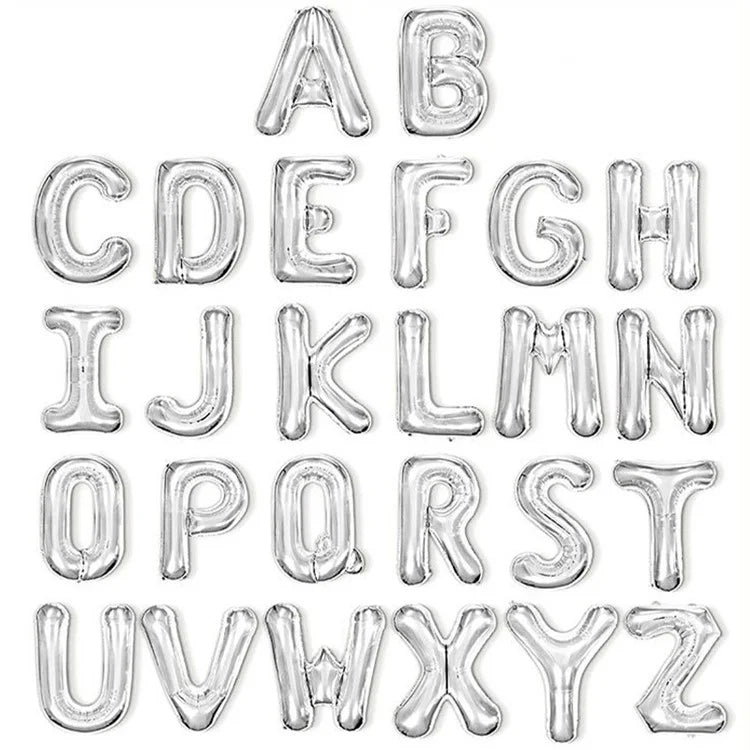 PJ-Q04 50Pcs 16-inch Uppercase Letter Aluminum Foil Balloon Inflatable Birthday Party Decorative Balloons