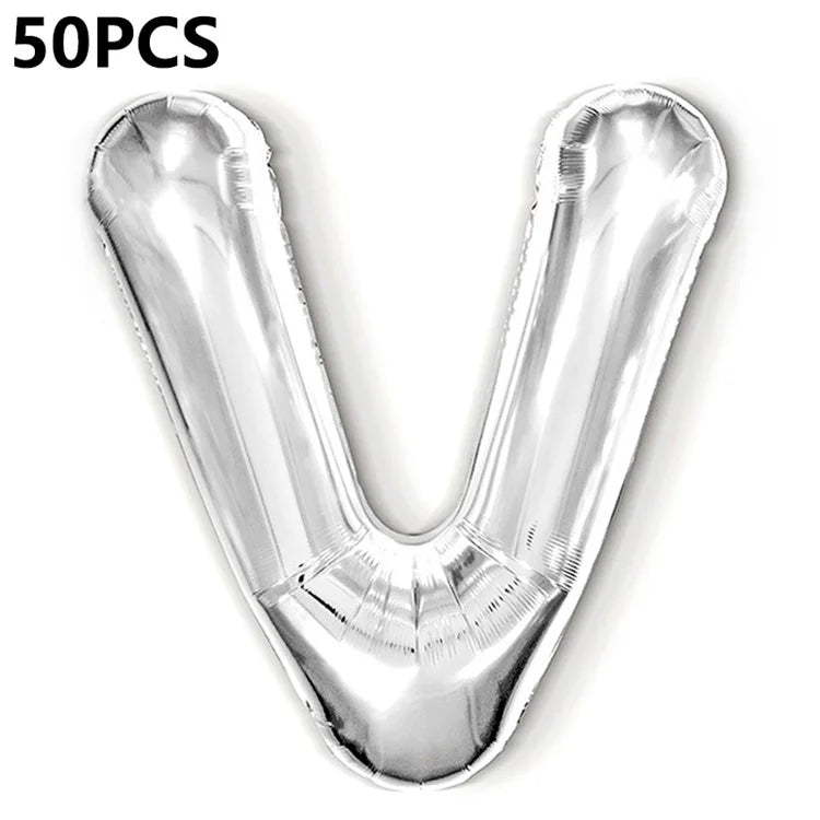 PJ-Q04 50Pcs 16-inch Uppercase Letter Aluminum Foil Balloon Inflatable Birthday Party Decorative Balloons