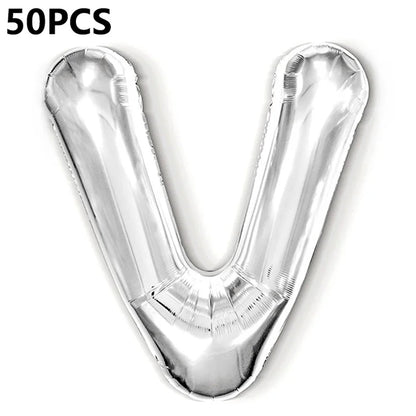 PJ-Q04 50Pcs 16-inch Uppercase Letter Aluminum Foil Balloon Inflatable Birthday Party Decorative Balloons
