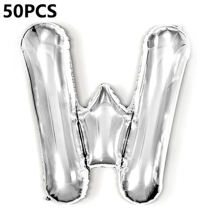 PJ-Q04 50Pcs 16-inch Uppercase Letter Aluminum Foil Balloon Inflatable Birthday Party Decorative Balloons