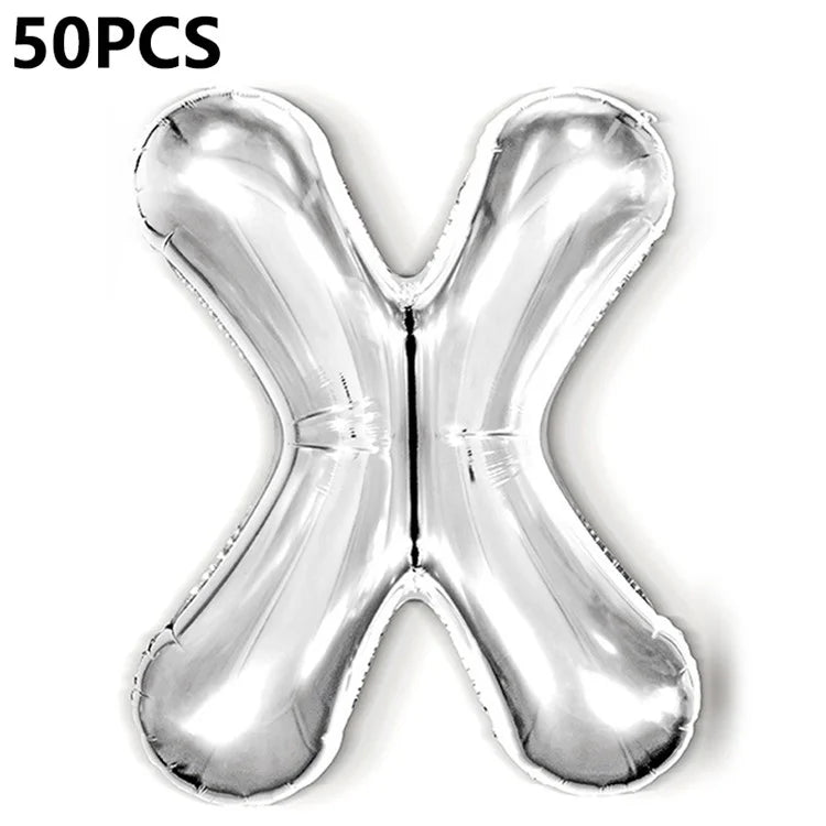 PJ-Q04 50Pcs 16-inch Uppercase Letter Aluminum Foil Balloon Inflatable Birthday Party Decorative Balloons