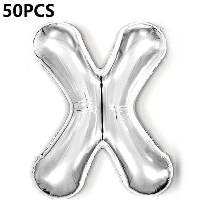 PJ-Q04 50Pcs 16-inch Uppercase Letter Aluminum Foil Balloon Inflatable Birthday Party Decorative Balloons