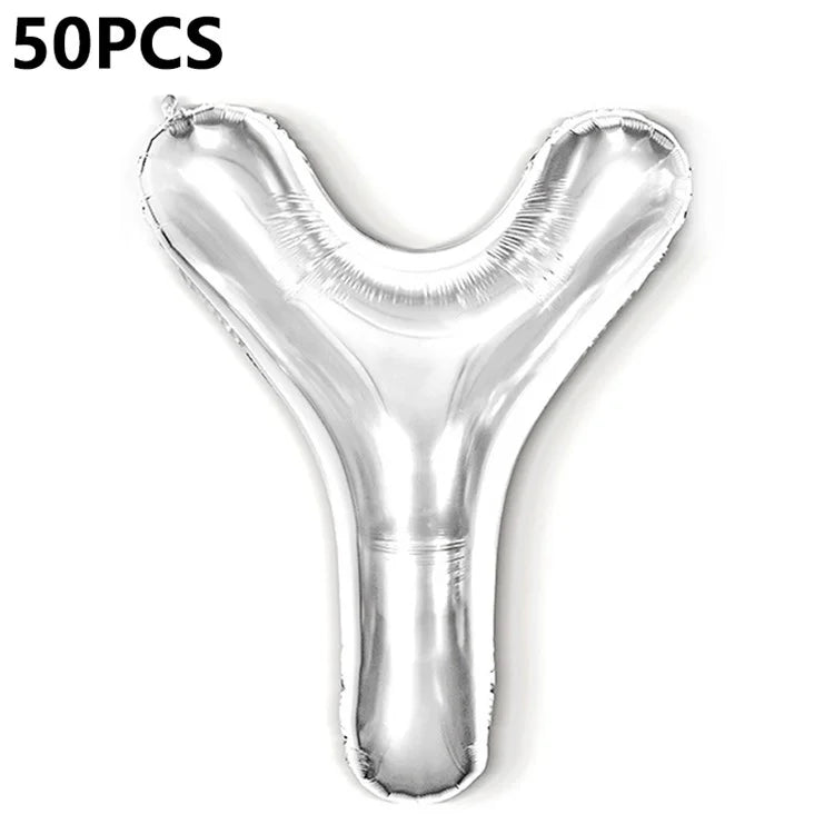 PJ-Q04 50Pcs 16-inch Uppercase Letter Aluminum Foil Balloon Inflatable Birthday Party Decorative Balloons