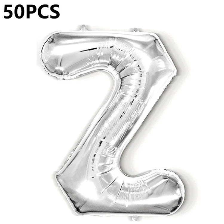 PJ-Q04 50Pcs 16-inch Uppercase Letter Aluminum Foil Balloon Inflatable Birthday Party Decorative Balloons