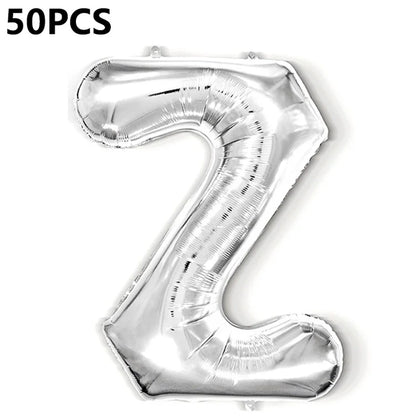 PJ-Q04 50Pcs 16-inch Uppercase Letter Aluminum Foil Balloon Inflatable Birthday Party Decorative Balloons