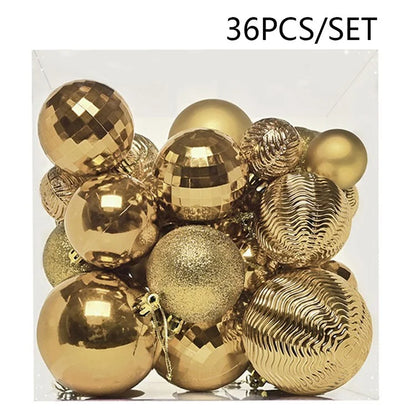 36Pcs 4 / 6 / 8cm Mixed Size Plastic Christmas Ball Ornaments Xmas Party Hanging Decoration