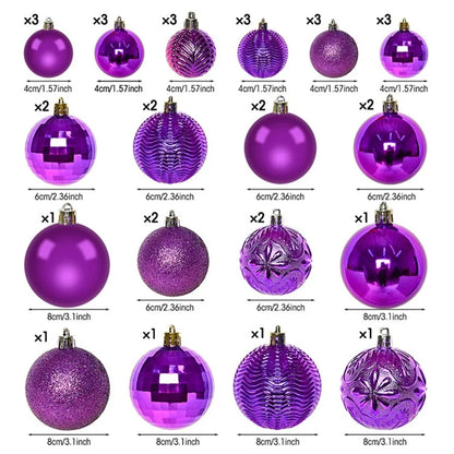 36Pcs 4 / 6 / 8cm Mixed Size Plastic Christmas Ball Ornaments Xmas Party Hanging Decoration