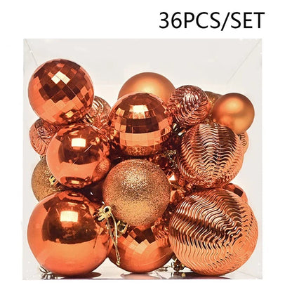 36Pcs 4 / 6 / 8cm Mixed Size Plastic Christmas Ball Ornaments Xmas Party Hanging Decoration