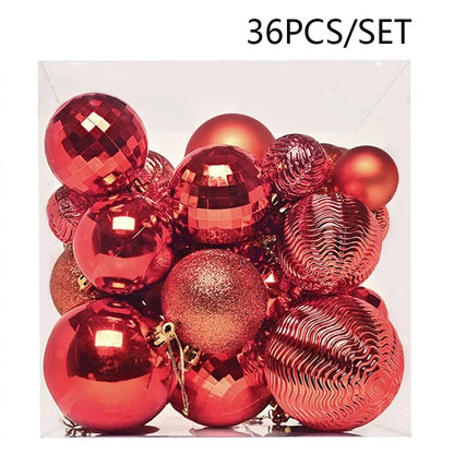 36Pcs 4 / 6 / 8cm Mixed Size Plastic Christmas Ball Ornaments Xmas Party Hanging Decoration