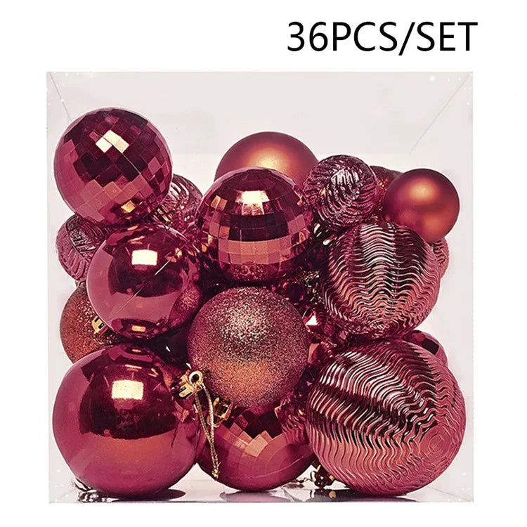 36Pcs 4 / 6 / 8cm Mixed Size Plastic Christmas Ball Ornaments Xmas Party Hanging Decoration