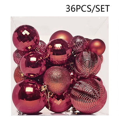 36Pcs 4 / 6 / 8cm Mixed Size Plastic Christmas Ball Ornaments Xmas Party Hanging Decoration