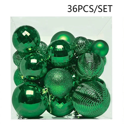 36Pcs 4 / 6 / 8cm Mixed Size Plastic Christmas Ball Ornaments Xmas Party Hanging Decoration