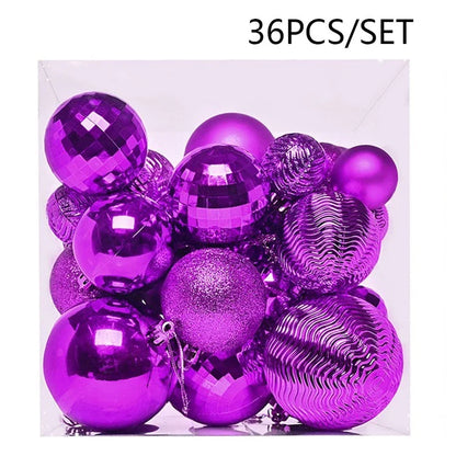 36Pcs 4 / 6 / 8cm Mixed Size Plastic Christmas Ball Ornaments Xmas Party Hanging Decoration