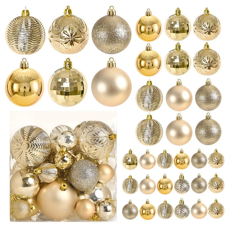 36Pcs 4 / 6 / 8cm Mixed Size Plastic Christmas Ball Ornaments Xmas Party Hanging Decoration