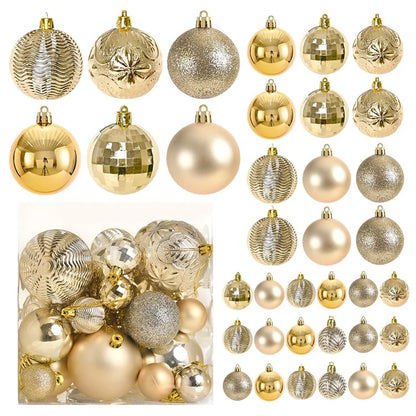 36Pcs 4 / 6 / 8cm Mixed Size Plastic Christmas Ball Ornaments Xmas Party Hanging Decoration