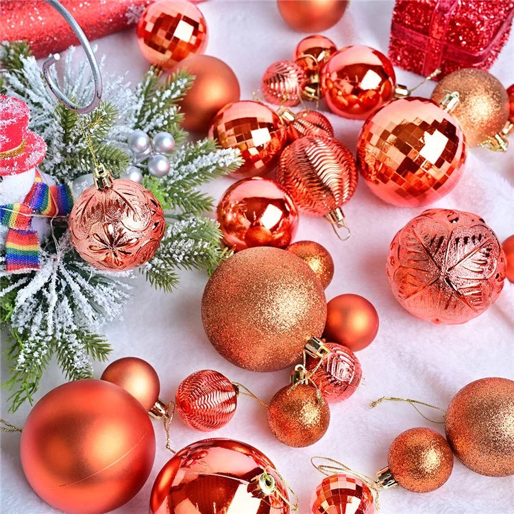 36Pcs 4 / 6 / 8cm Mixed Size Plastic Christmas Ball Ornaments Xmas Party Hanging Decoration