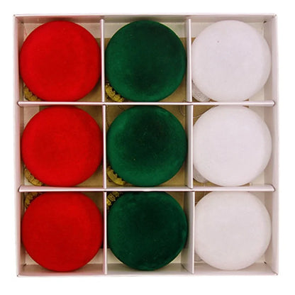 9Pcs / Set 8cm PET Flocking Christmas Balls Ornament Xmas Tree Hanging Decoration
