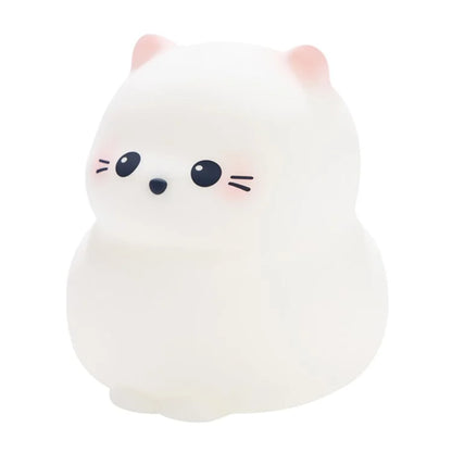 Cute Cartoon Cat Bedroom Night Light Warm Light Eye Protection Tap Dimmable Table Lamp