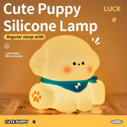 Cute Puppy Eye Protection Night Light Warm Light Tap Dimmable Table Lamp